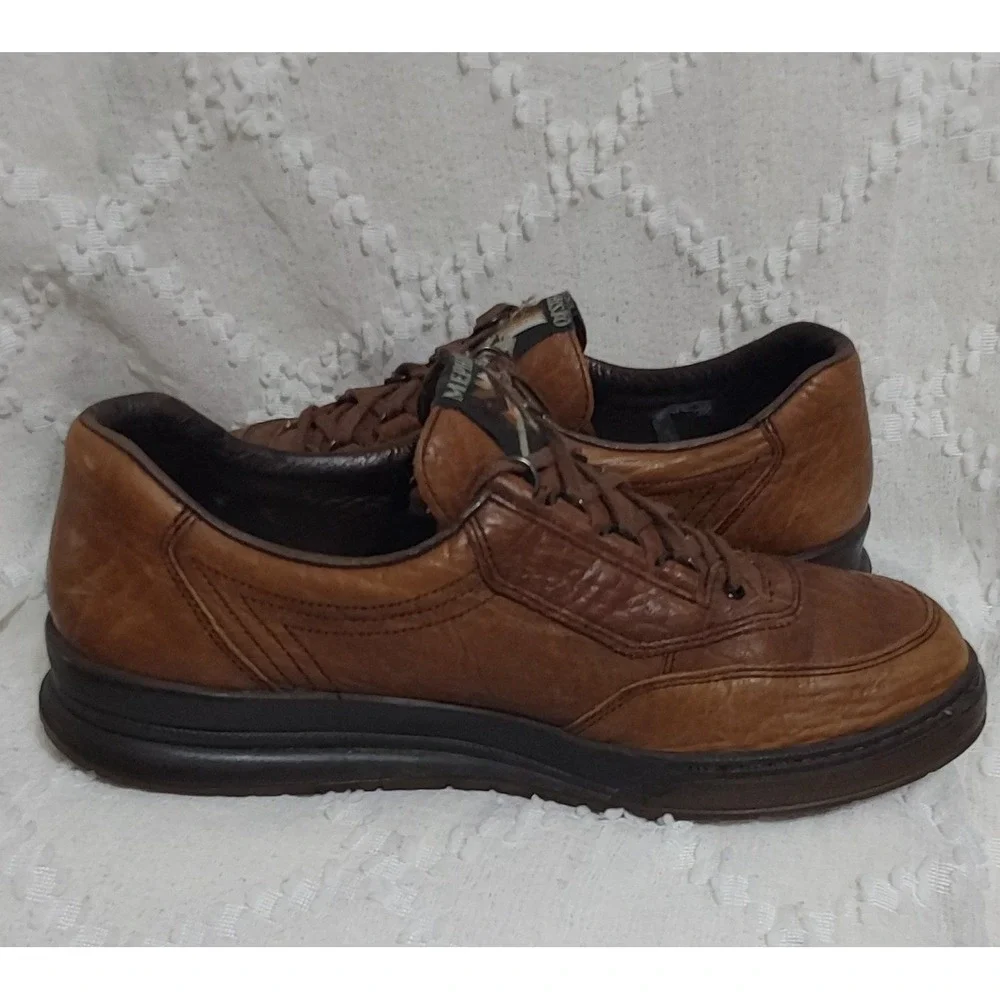 Mephisto Mens Brown Leather Walking Shoes Sneakers Made in France Size 10